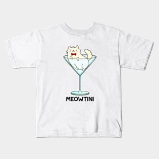 Meowtini Funny Martini Pun Kids T-Shirt